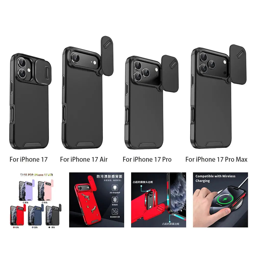 Shockproof Case For iPhone 15 14 13 12 11 16 17 Pro Max 15 Plus 16E Cover Slide Camera Protective Cases For iPhone 17 Air 17Pro by All Mart Bristol Ltd