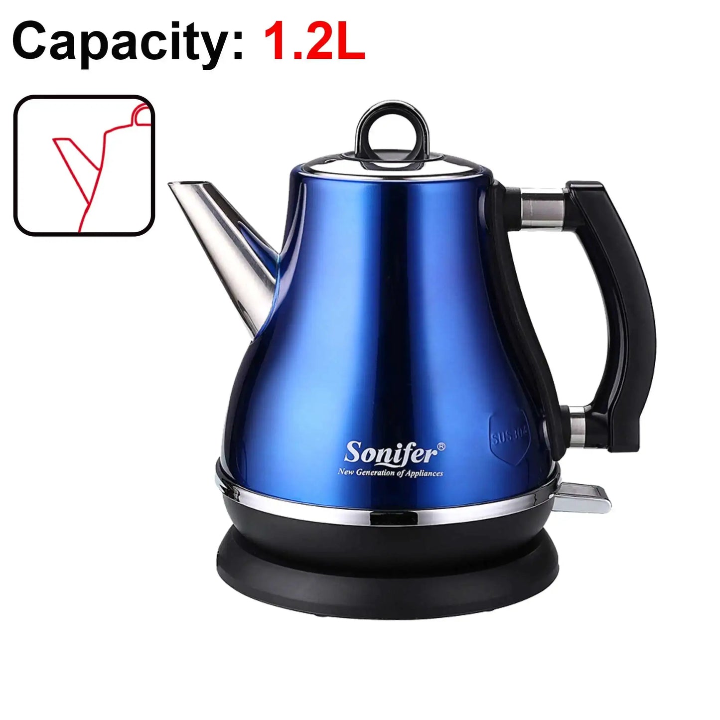 1.2L Colorful 304 Stainless Steel Electric Kettle 1500W Household 220V Quick Heating Electric Boiling Tea Pot Sonifer by All Mart Bristol Ltd