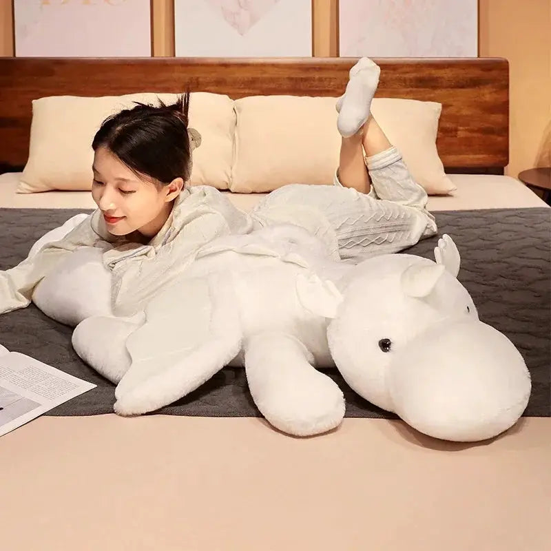 Giant Soft Plush Toy Little Snow Dragon Plush Toy White Dinosaur Stuffed Animal Toy Soft Doll Toys Birthday Gift for Children by All Mart Bristol Ltd