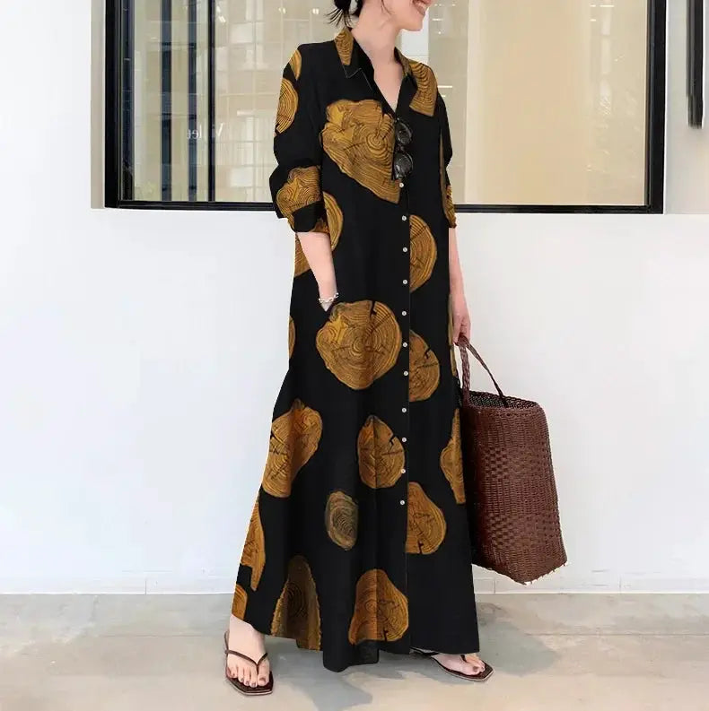 Fashion Cotton Linen Women Dress Maxi Ethnic Style Streetwear Elegant Vestidos Casual Vintage Loose Long Dresses Woman Clothes by All Mart Bristol Ltd