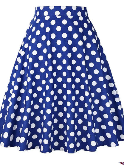Women's Runway Cotton Retro Vintage Skirt Black Faldas High Waist A Line Rockabilly Jupe 50s Swing Umbrella Skirts Pin Up Skater by All Mart Bristol Ltd