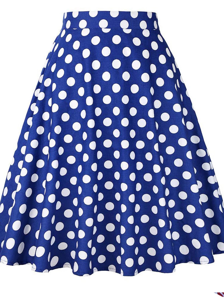 Women's Runway Cotton Retro Vintage Skirt Black Faldas High Waist A Line Rockabilly Jupe 50s Swing Umbrella Skirts Pin Up Skater by All Mart Bristol Ltd