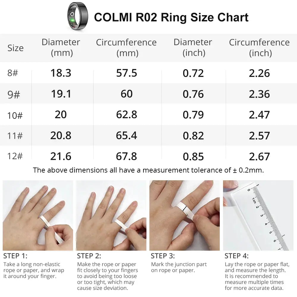 COLMI R02 Smart Ring Military Grade Titanium Steel Shell Health Monitoring IP68 & 3ATM Waterproof Multi-sport Modes by All Mart Bristol Ltd