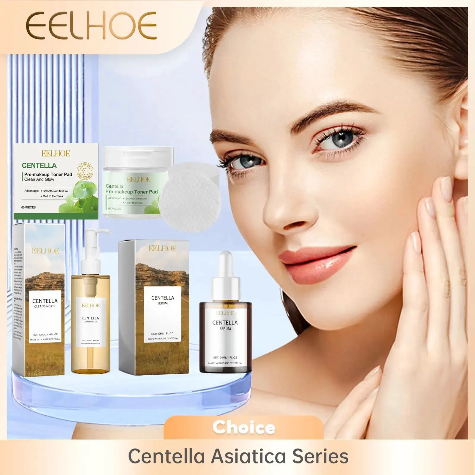 Centella Kit Facial Moisturizing Shrink Pores Acne Remove Dry Skin Brightening Oil Control Hyaluronic Acid Centella Skincare Set by All Mart Bristol Ltd