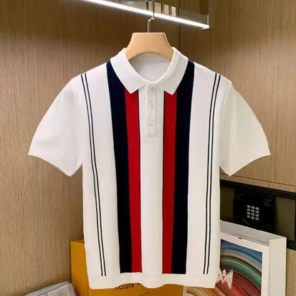 High Quality Summer New Men's Knitting Short Sleeve T-Shirt Men Casual Button Fashion Top Fashion Polo Shirt by All Mart Bristol Ltd