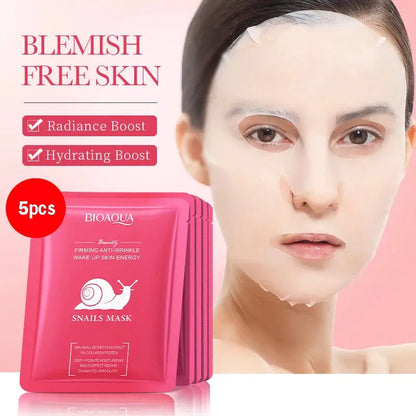 5/10pcs BIOAQUA Snail Hyaluronic Acid Retinol Face Mask skincare Moisturizing Hydrating Firming Facial Masks for Face Skin Care by All Mart Bristol Ltd