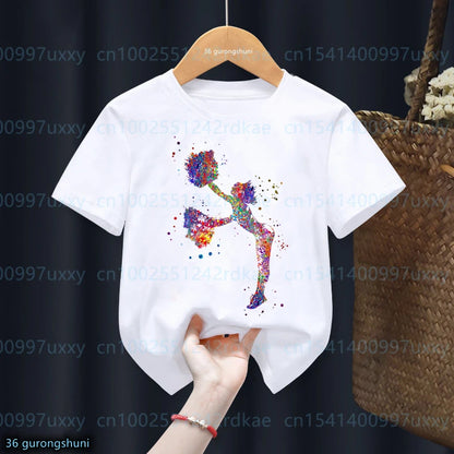 kawaii Girls T-Shirts Cheerleader Girls Sports Gymnastics Enthusiast Tshirts Fashion kids Clothing Tshirt girls clothes 2 to15 by All Mart Bristol Ltd