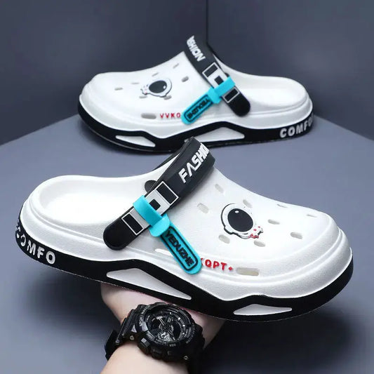 Mens Trendy Cave Shoes Summer Outer Wear Cartoon Fashion Home Home Couple Non-slip Cave Sandals Beach Baotou Slippers Mens by All Mart Bristol Ltd