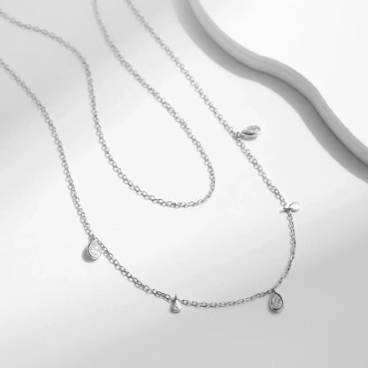 MODIAN Pear Shape Moissanite Pendant Necklace 925 Sterling Silver Double Layer Necklaces For Women Luxury Wedding Jewelry by All Mart Bristol Ltd