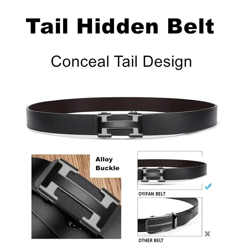 OYIFAN Top Quality Men's Genuine Leather Belt Men Leather Belts Size 105-160cm Automatic Belt Leather Belt for Men by All Mart Bristol Ltd