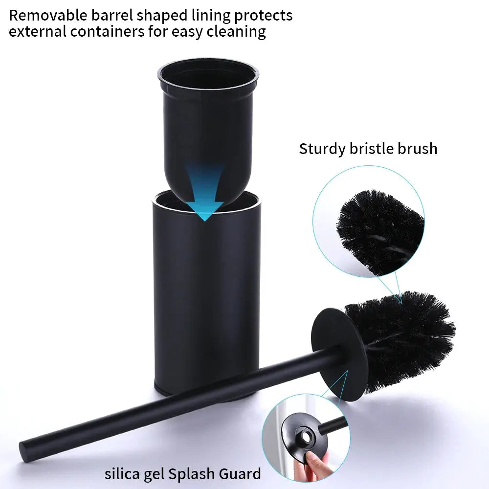 Stainless Steel Bathroom Toilet Brush Holder Accessories Black Toilet Brush Wall Mounted WC Cleaner Brush Cleaning Tools by All Mart Bristol Ltd