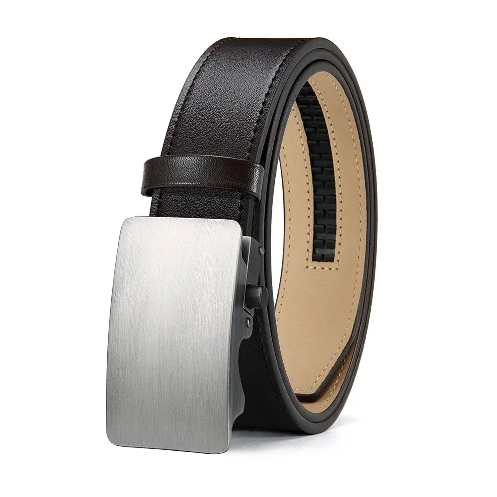 Men's Premium Leather Leather Smooth Ratchet Business Belt Men's Dress and Casual Daily Adjustable Buckle, Tailored To Fit by All Mart Bristol Ltd