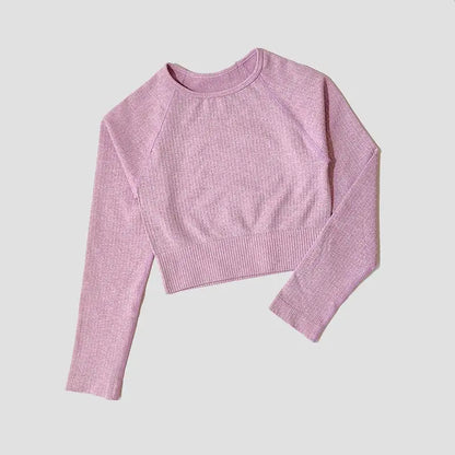 Yoga Sports Crop Top Long Sleeve Gym Women's Seamless T-shirt Fitness Woman Sport T-shirt Workout Tops For Women's Sportswear by All Mart Bristol Ltd