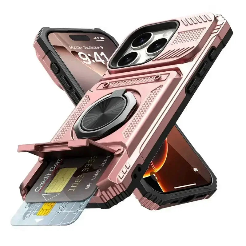 Case For iPhone 17 16 15 14 13 Pro Max Plus 17 Air Magnetic Rotated Ring Kickstand Heavy Duty Drop Protection Wallet Armor Cover by All Mart Bristol Ltd
