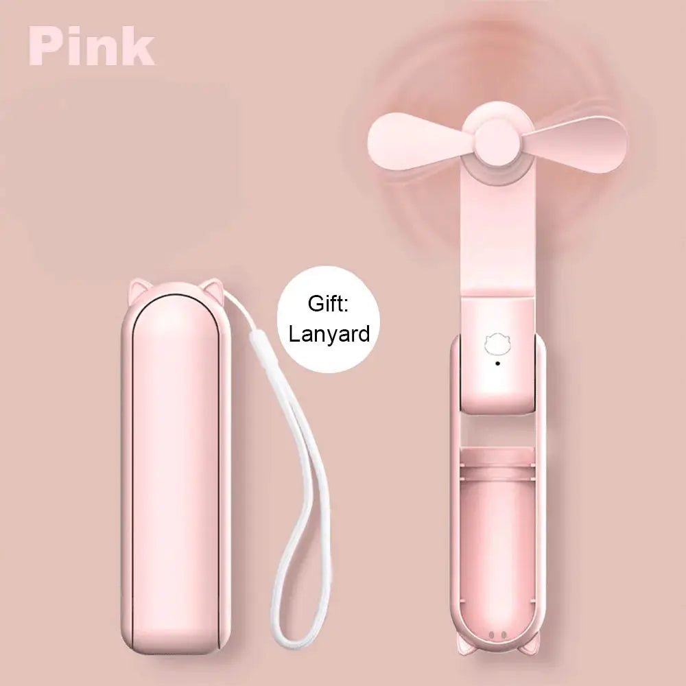 Portable Mini Handheld Fan Small Pocket Fan USB Rechargeable Battery Fan Folding Cooling Hand Fan Mini USB Fan with Power Bank by All Mart Bristol Ltd