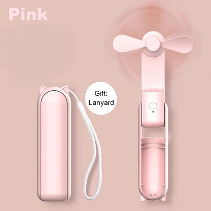 Portable Mini Handheld Fan Small Pocket Fan USB Rechargeable Battery Fan Folding Cooling Hand Fan Mini USB Fan with Power Bank by All Mart Bristol Ltd