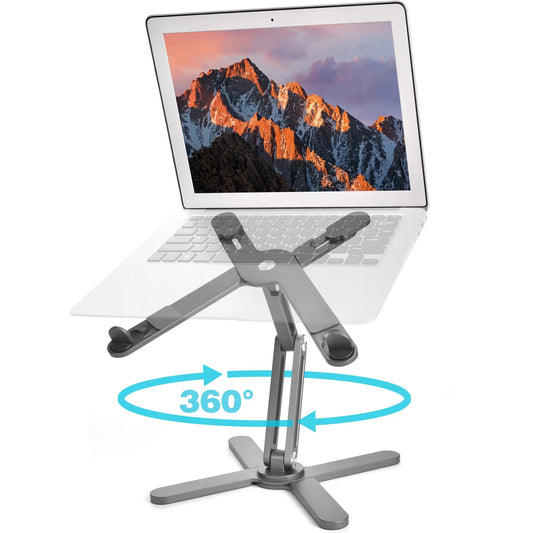 Foldable Laptop Stand 360°Rotation Notebook Table Adjustable Aluminum Alloy Holder Portable X Type Bracket for 10-17 inch Laptop by All Mart Bristol Ltd