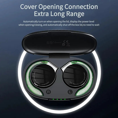 F2 TWS Bluetooth Earphones with Microphone Earhook Running Sports Call Headset LED Display HiFi Stereo Music Wireless Headphones by All Mart Bristol Ltd