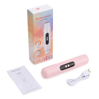 Electric Shaver for Women Waterproof Wet Dry Hair Razors 2 in 1 Double Head Dual Bikini Hair Trimmer Detachable Head Shaver by All Mart Bristol Ltd