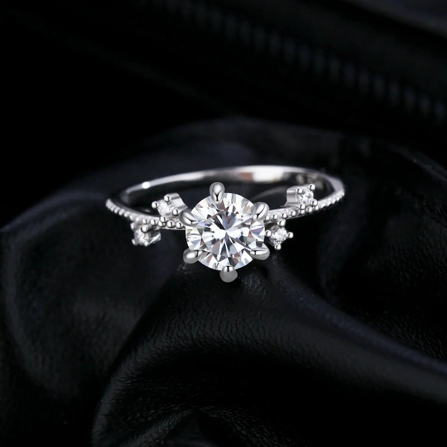 MODIAN 1CT Moissanite Ring 925 Sterling Silver Delicate Flower Six Claws Lab Created Diamond Rings For Women Wedding Jewelry by All Mart Bristol Ltd