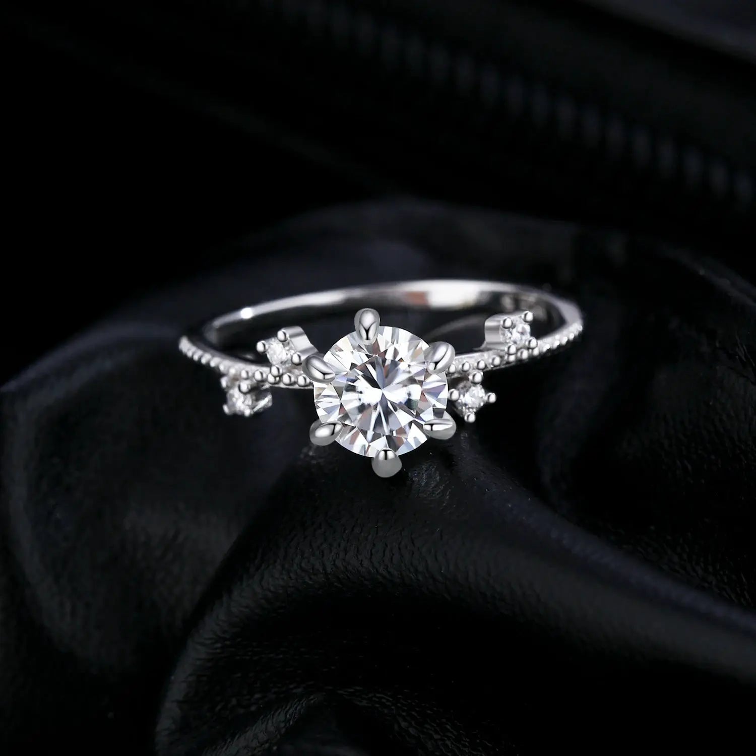 MODIAN 1CT Moissanite Ring 925 Sterling Silver Delicate Flower Six Claws Lab Created Diamond Rings For Women Wedding Jewelry by All Mart Bristol Ltd