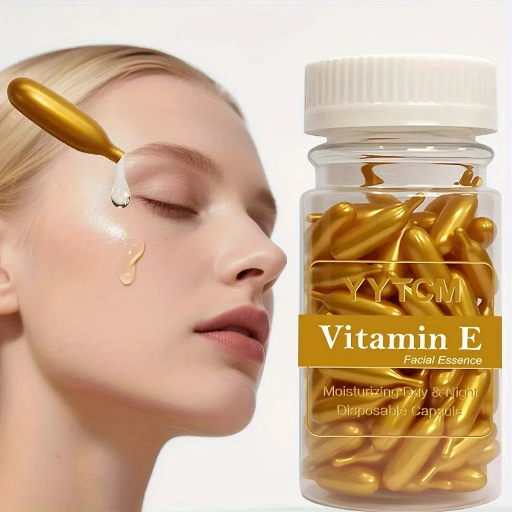 Vitamin E Serum Capsules, Single-Use Essence Capsules, Hydrating and Moisturizing Facial Skin 90 Capsules/Bottle - 1 Bottle by All Mart Bristol Ltd