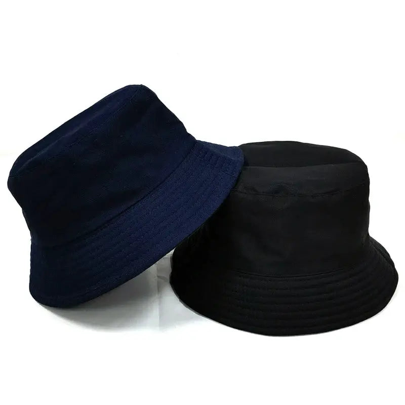 Black Solid Dots Bucket Hat Two Side Wear Unisex Simple Bob Caps Hip Hop Gorros Men Women Panama Cap Beach Fishing Boonie Sunhat by All Mart Bristol Ltd