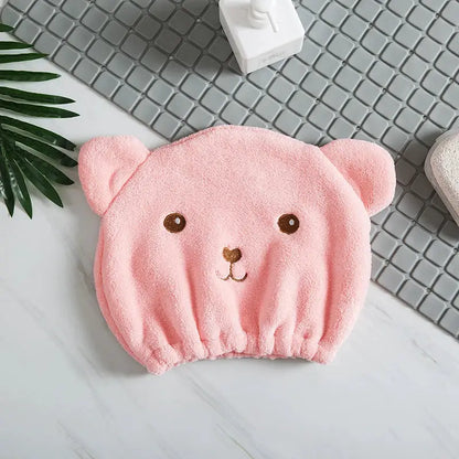 Thinnest Dry Hair Cap For Women Quick-drying Absorbent Microfiber Head Towel Korean Cute Bear Embroidered Shower Cap Towel by All Mart Bristol Ltd