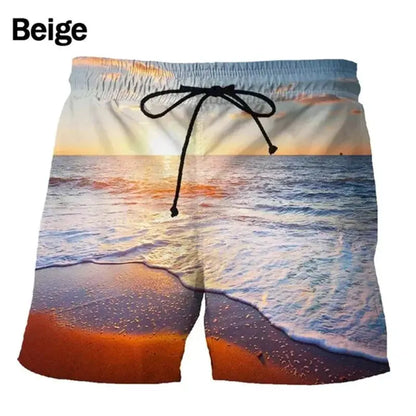 Seaside Sunset Sunrise Scence Beach Shorts Men 3D Print Board Shorts Swimsuit 2023 Hawaiian Bermuda Swim Trunks Cool Short Pants by All Mart Bristol Ltd