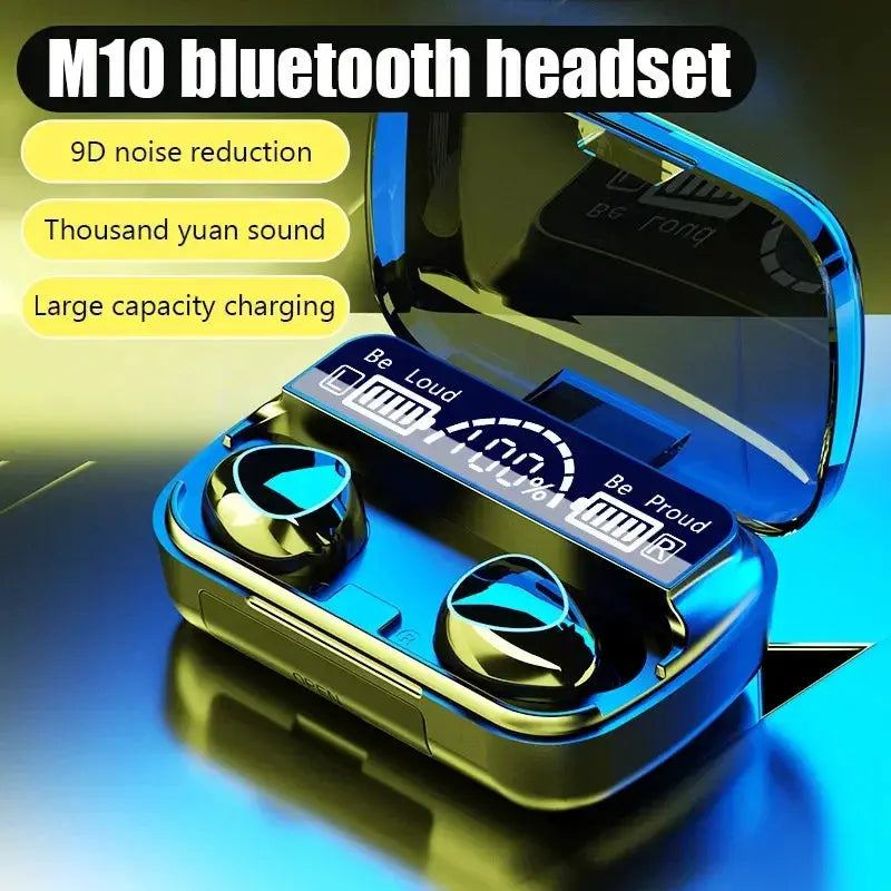 M10 TWS Fone Bluetooth Headphones with Mic Earbuds Charger Box Wireless Earphones LED Display Wireless Bluetooth Headset by All Mart Bristol Ltd