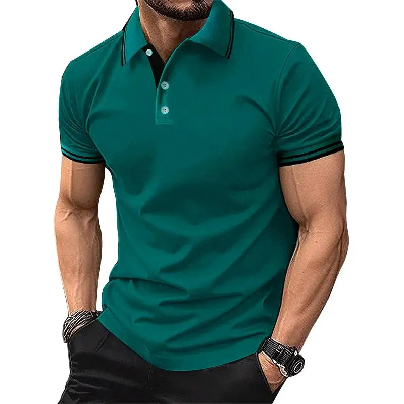 Men Clothes Summer Casual Short Sleeve Pure Color Polo Shirt 100% Polyester Quick Drying Tops Men Business Golf Polo Shirt Tops by All Mart Bristol Ltd