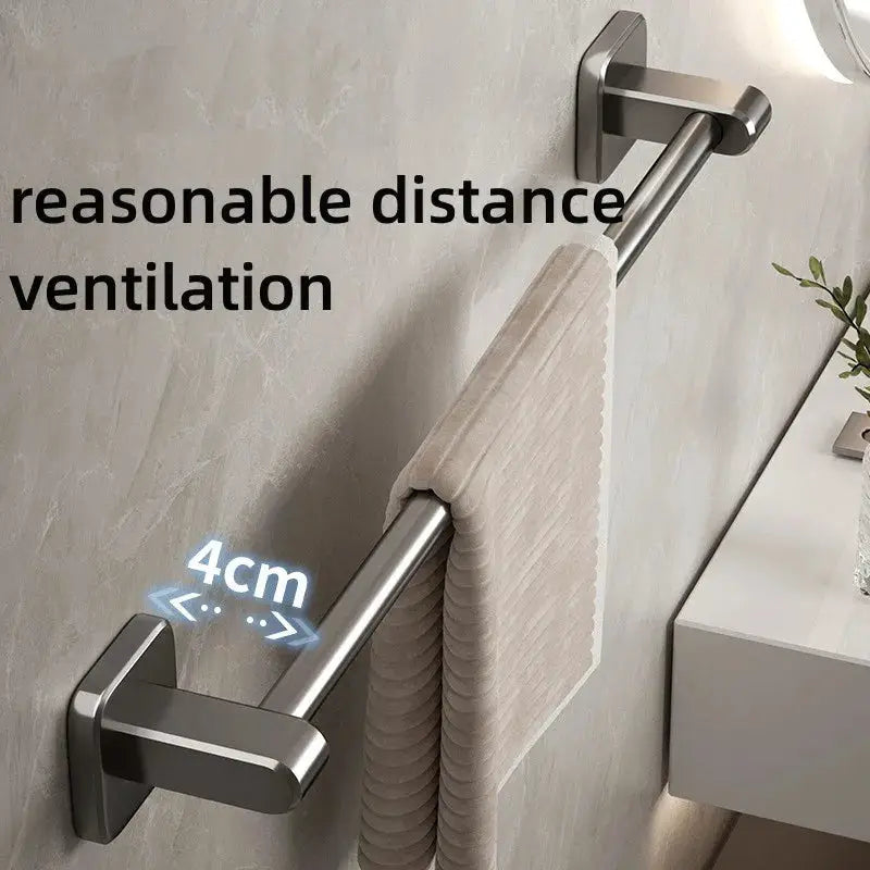 Bathroom Towel Holder Without Drilling Bathroom Black Towel Rack Towel Bar Self-Adhesive Bathroom Towel Rack Towel Rail by All Mart Bristol Ltd