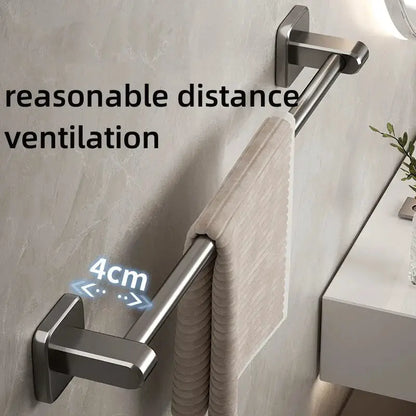 Bathroom Towel Holder Without Drilling Bathroom Black Towel Rack Towel Bar Self-Adhesive Bathroom Towel Rack Towel Rail by All Mart Bristol Ltd