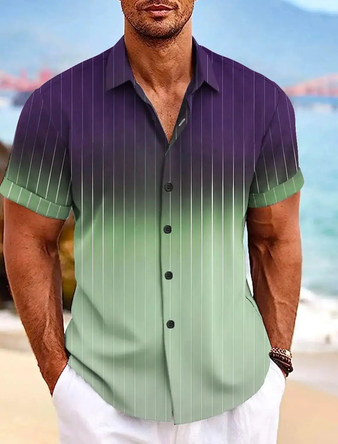 Men's Shirt Gradient Graphic Turndown colorful Outdoor Street Short Sleeves Print Clothing Apparel Fashion Designer Casual by All Mart Bristol Ltd