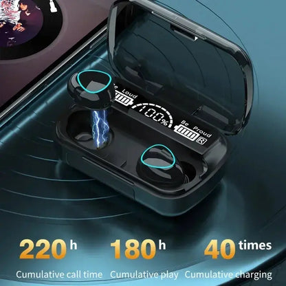 M10 Bluetooth Earphones Handfree LED Dispay Headphones Bluetooth HiFi Stereo Music Wireless Earbuds Waterproof Gaming Headset by All Mart Bristol Ltd