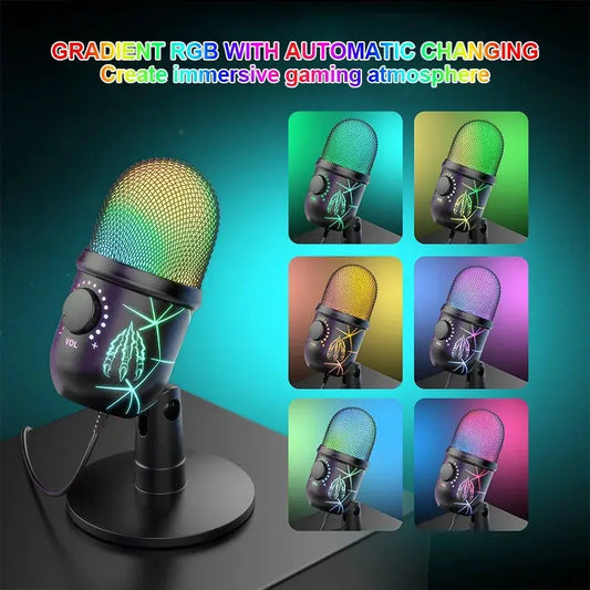 USB Microphone for Live Streaming Karaoke V5 Noise Cancelling Gaming Condenser Microphone with Mobile Phone Standphon by All Mart Bristol Ltd