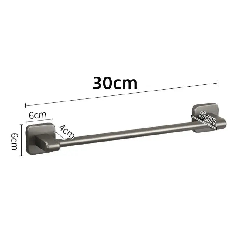 Bathroom Towel Holder Without Drilling Bathroom Black Towel Rack Towel Bar Self-Adhesive Bathroom Towel Rack Towel Rail by All Mart Bristol Ltd