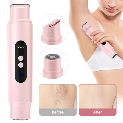 Electric Shaver for Women Waterproof Wet Dry Hair Razors 2 in 1 Double Head Dual Bikini Hair Trimmer Detachable Head Shaver by All Mart Bristol Ltd
