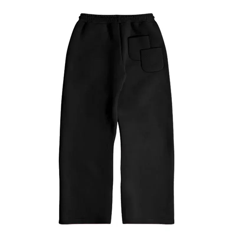 American Fashion Solid Color Fleece Oversized Sweatshirt Men's Two-Piece Y2K Harajuku Hip-Hop Gothic Joker Slacks Jogging Pants by All Mart Bristol Ltd