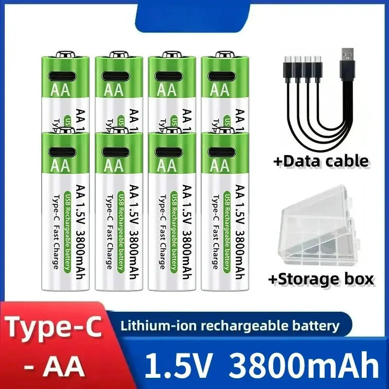 2025NEW Lithium-Ion Battery Type-C Rechargeable High-Capacity Battery AA&AAA Battery For remote control, mouse, electric toys by All Mart Bristol Ltd