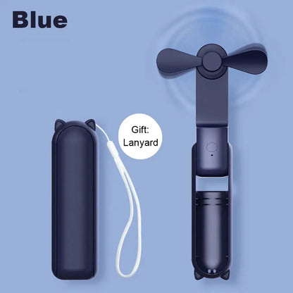 Mini Portable Handheld Fan 2000mAh USB Rechargeable Folding Small Pocket Fan with Handy Power Bank Foldable Hand Fan for Outdoor by All Mart Bristol Ltd