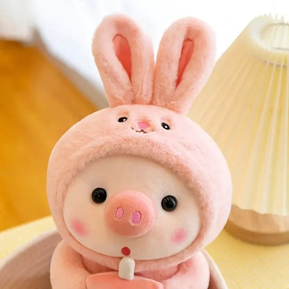 9.8in/25cm Cute Piglet Stuffed Animals Cute Plush Toy Soft Plushies Throw Pillow Pig Plush Throw Pillow Doll with Boba Tea by All Mart Bristol Ltd