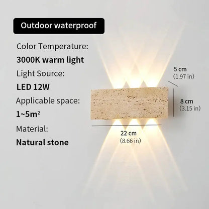 Wabi-sabi LED Wall Lamp Garden Light Stone IP65 Outdoor Waterproof Bedside Retro Sconces Lighting Fixture Home Decoration Indoor by All Mart Bristol Ltd