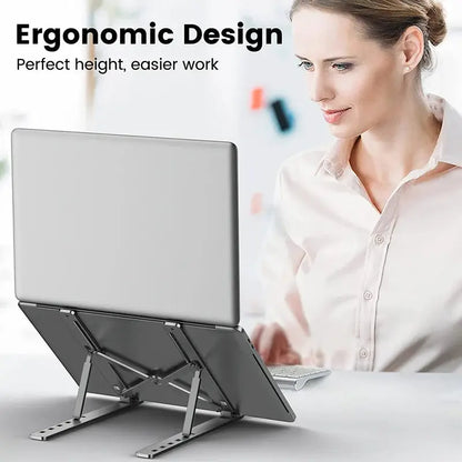 Aluminum Alloy Laptop Holder Stand Adjustable Foldable Portable for Notebook Computer Bracket Lifting Cooling Holder Non-slip by All Mart Bristol Ltd