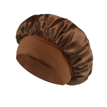 Women Satin Bonnet Hair Bonnet for Sleeping Hair Care Silk Bonnets Solid Wide-brimmed Sleeping Hat with Elastic Soft Band by All Mart Bristol Ltd