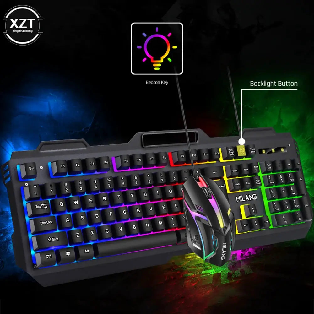 Gamer Keyboard And Mouse PC Gaming Keyboard RGB Backlit Keyboard Rubber Keycaps Wired Keyboard Mouse Gamer Gaming Mouse by All Mart Bristol Ltd