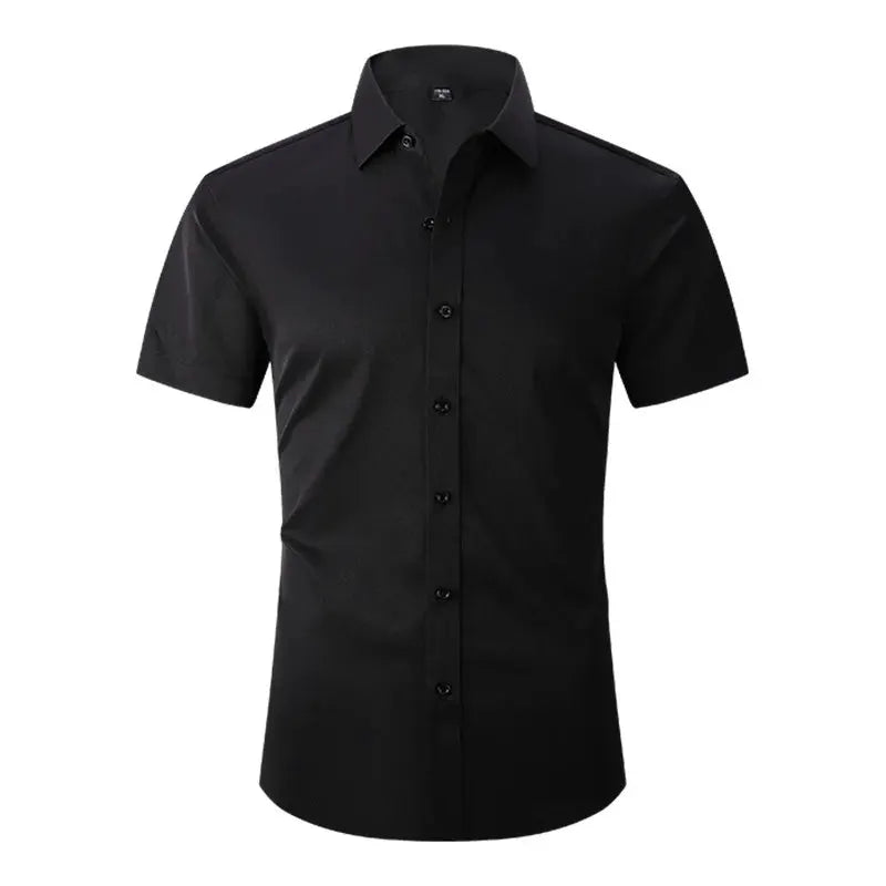 Men's Solid Short Sleeve Shirts Casual Button-Down White Black Shirt USA Size S-XL by All Mart Bristol Ltd