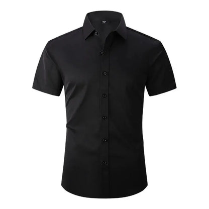 Men's Solid Short Sleeve Shirts Casual Button-Down White Black Shirt USA Size S-XL by All Mart Bristol Ltd