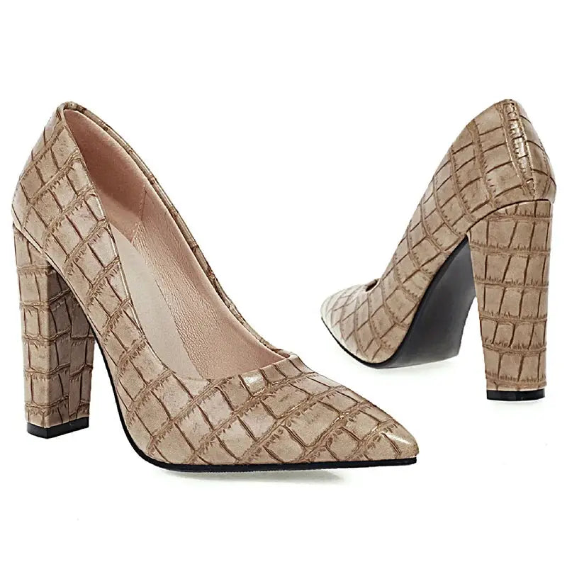 Fashion High Heels Shoes Women Large Size Sexy Animal Print Block Heels Pumps Women Party Office Shoes Dress Pumps Female by All Mart Bristol Ltd