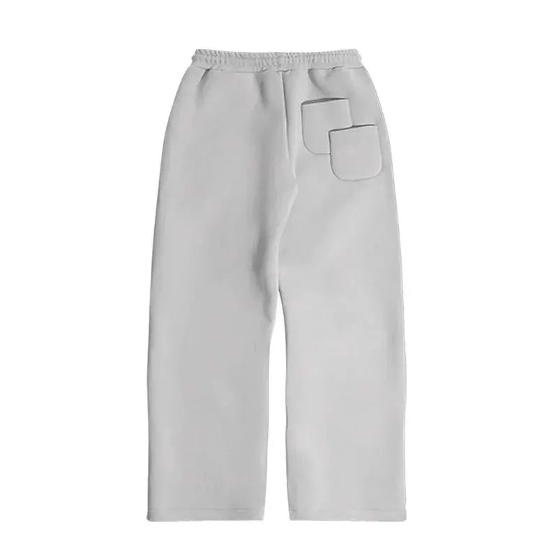 American Fashion Solid Color Fleece Oversized Sweatshirt Men's Two-Piece Y2K Harajuku Hip-Hop Gothic Joker Slacks Jogging Pants by All Mart Bristol Ltd